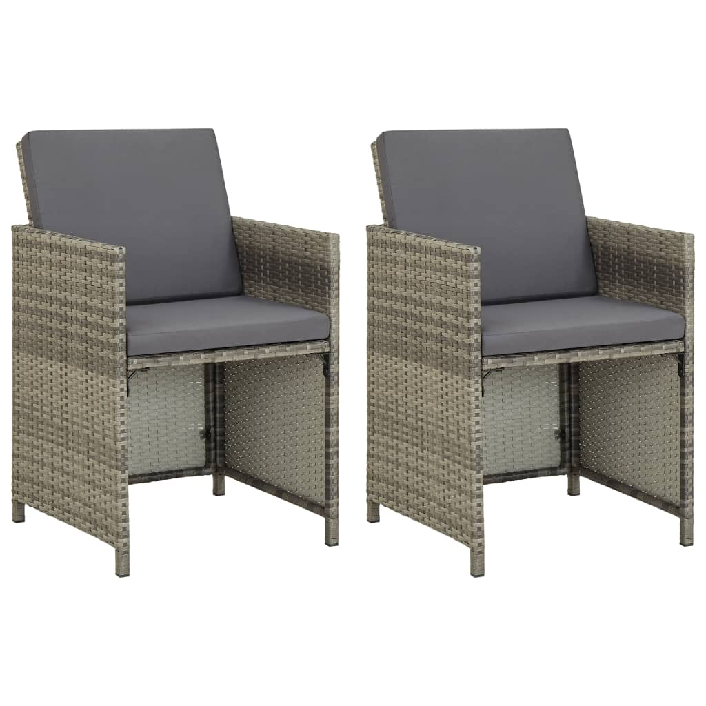 2 db szürke polyrattan kerti szék párnával (311907)