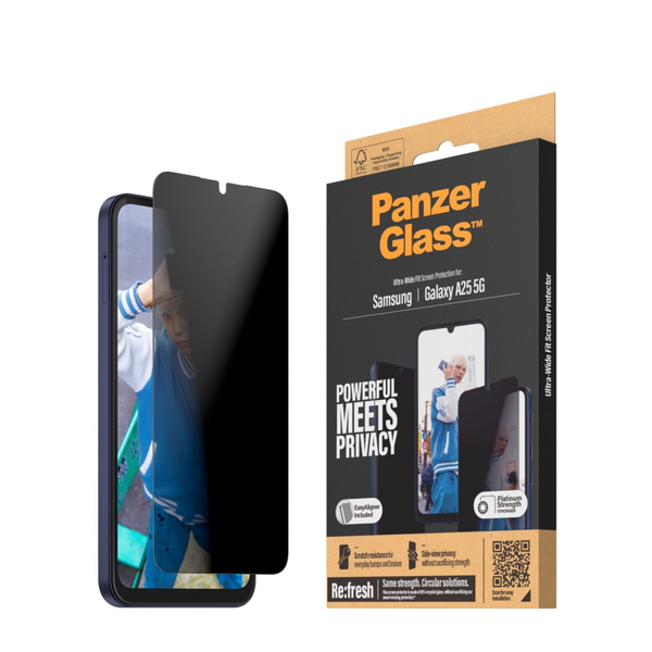 PanzerGlass Ultra-Wide Fit Samsung A25 5G A256 Telefon Betekintésvédő kijelzővédő üveg + Felhelyező segédkeret