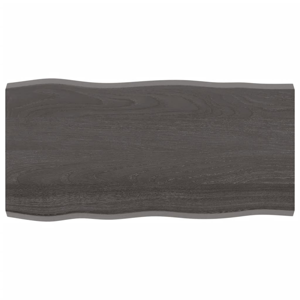 Blat masă, 100x50x4 cm, gri, lemn stejar tratat contur organic