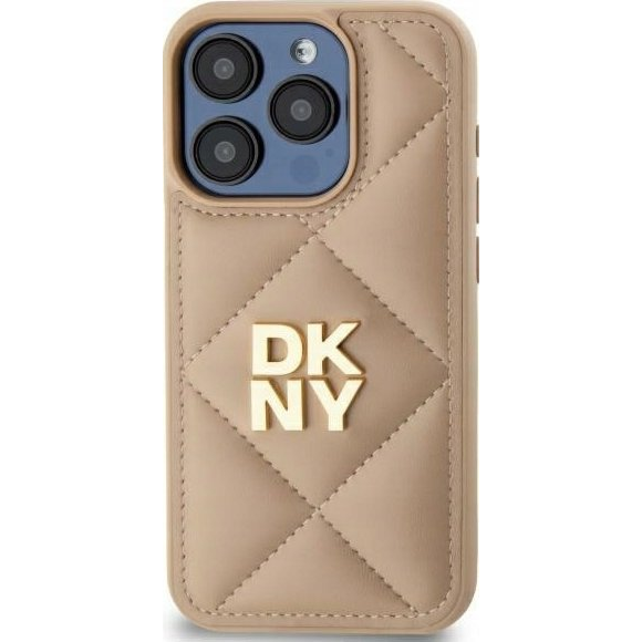 ETUI DKNY PREŠIT STACK LOGO ZA IPHONE 15 ETUI BEŽ