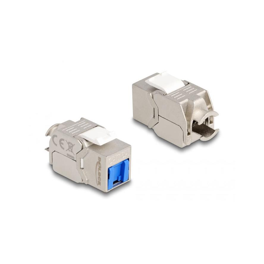 Delock Keystone Modul RJ45 anya - LSA Cat.6A eszköz nélkül használható kék por elleni fedővel (87898) (87898)
