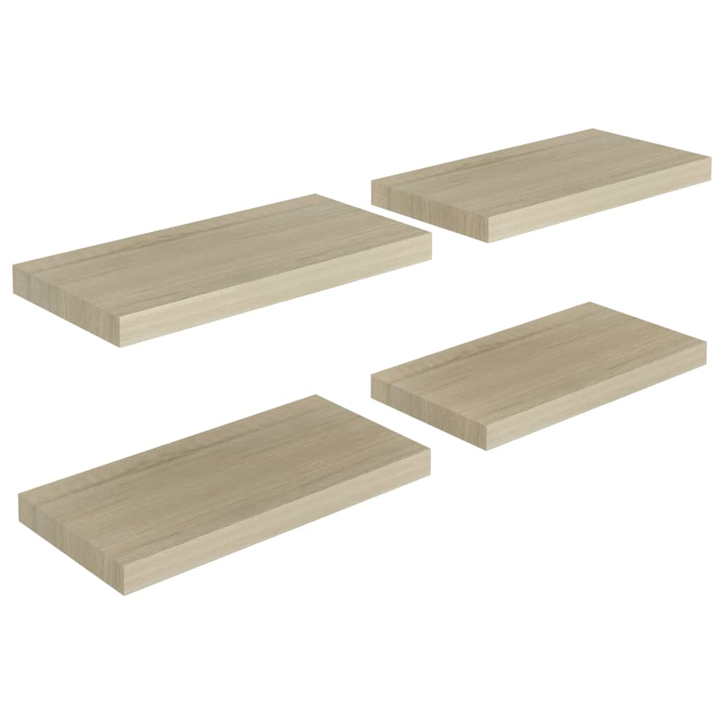 4 db tölgyszínű MDF lebegő fali polc 50 x 23 x 3,8 cm (323873)