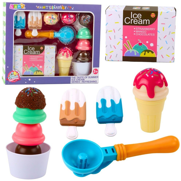 Lean Toys Édességkészlet Fagylalt Gyerekeknek, Fagylaltkanálos Doboz 14 db