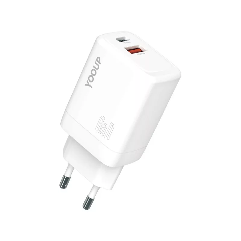 Yooup NC48-D USB-A/USB-C Hálózati Gyorstöltő Adapter 45W - Fehér (NC48-D)