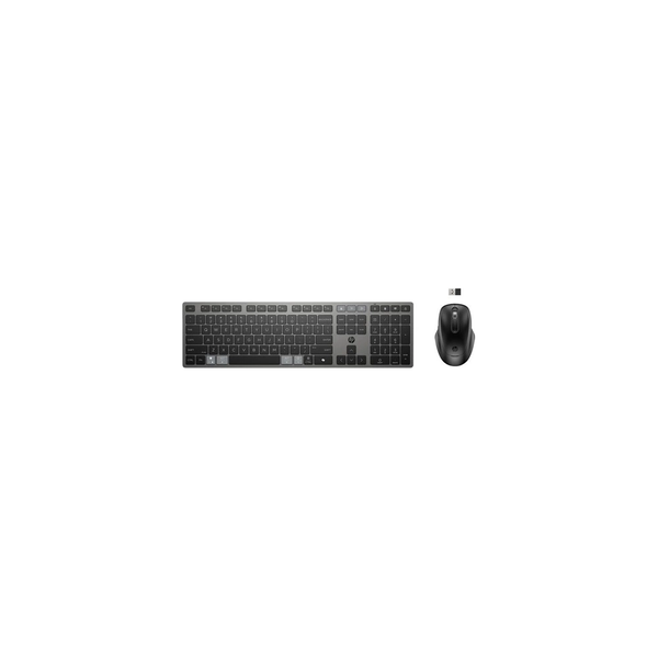 HP 725 Multi-Device Rechargeable Wireless Keyboard and Mouse Combo tastatur Mus inkluderet Kontor RF trådløs + Bluetooth Sort
