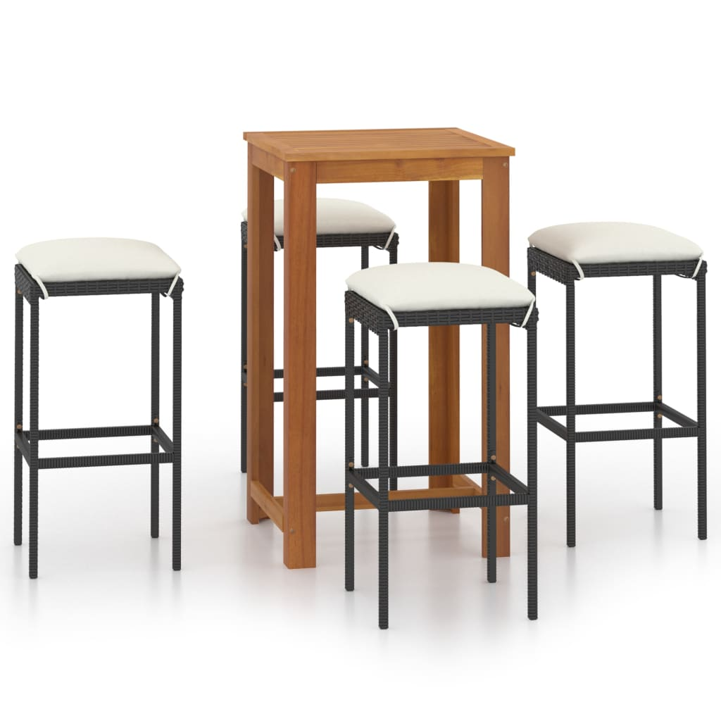 5 részes fekete kerti bárszett párnákkal (3067982)