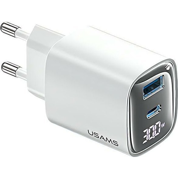 USAMS USB-C / USB-A Gyorstöltő Adapter 30W - Fehér ( )