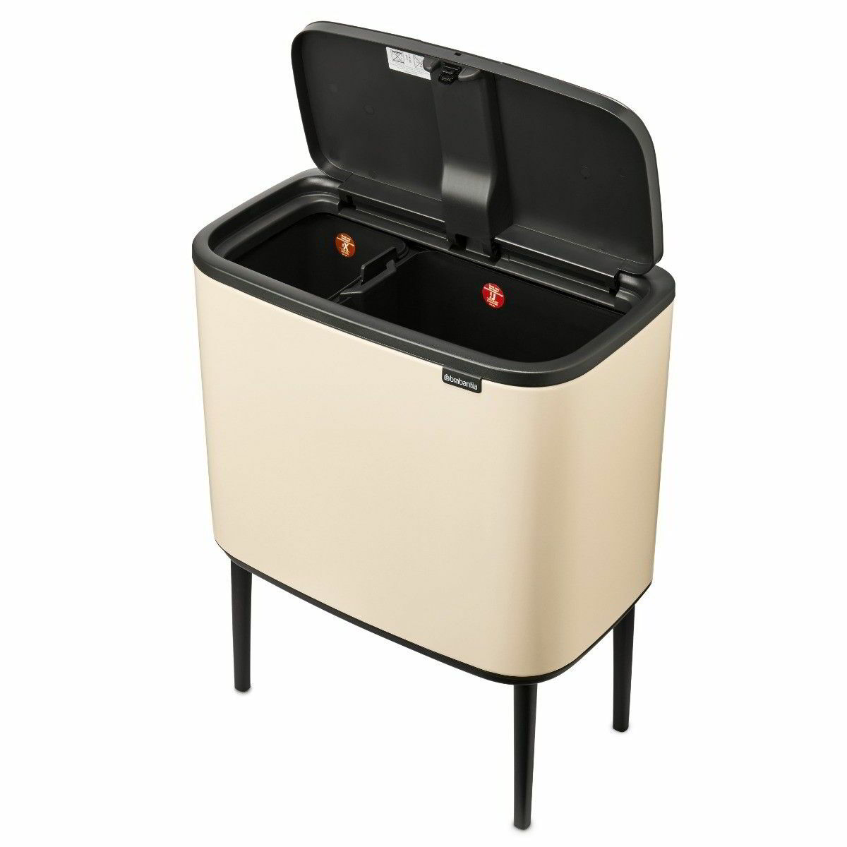 Brabantia Bo Touch 11 + 23 literes érintőfedeles fém szemetes - Bézs (Bontott) (201585/bontott)