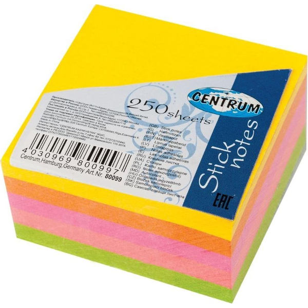  Centrum NOTES SAMOPRZYLEPNY CENTRUM 51X51MM 5X50 KARTECZEK NEONOWYCH