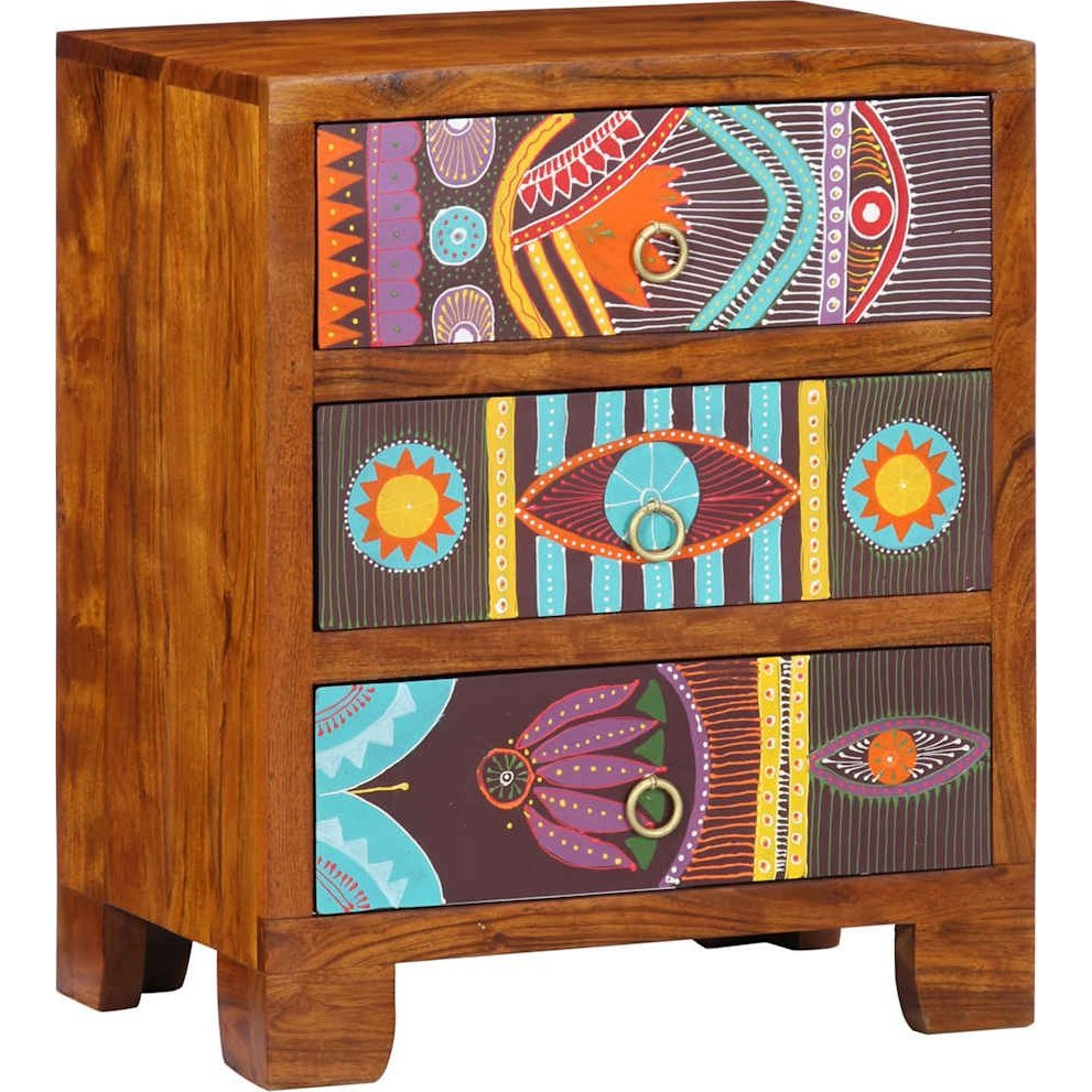 tömörfa akácfa többszínű komód 50x35x60 (4016501)