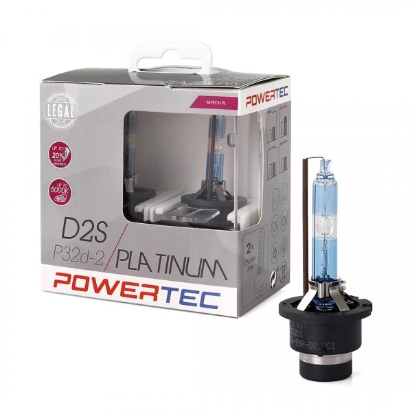 Set 2 x becuri auto Powertec Platinum, M-Tech, D2S, 35 W, 5000 K, Transparent