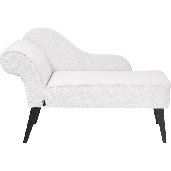Chaise Lounge Vintage Patas Negras Tapicería De Tela De Poliéster Blanco Izquierda Biarritz - Blanco