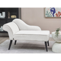 Chaise Lounge Vintage Patas Negras Tapicería De Tela De Poliéster Blanco Izquierda Biarritz - Blanco