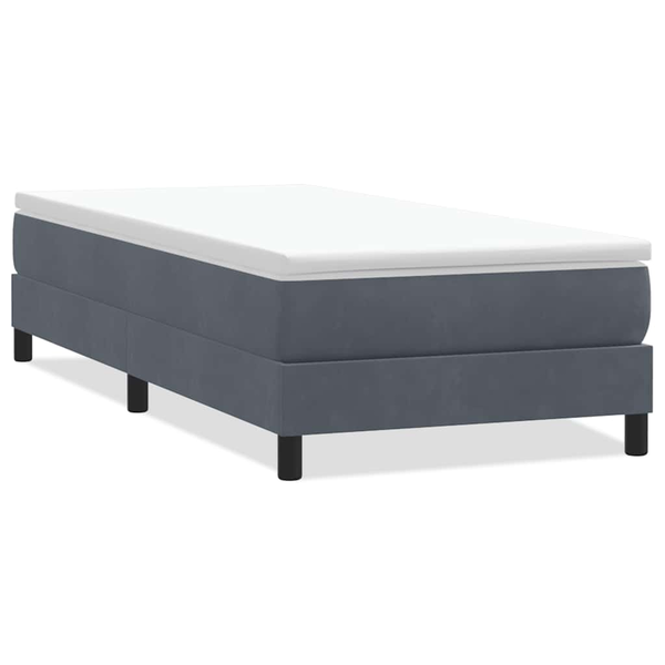 sötétszürke bársony rugós ágy matrac nélkül 100x220 cm