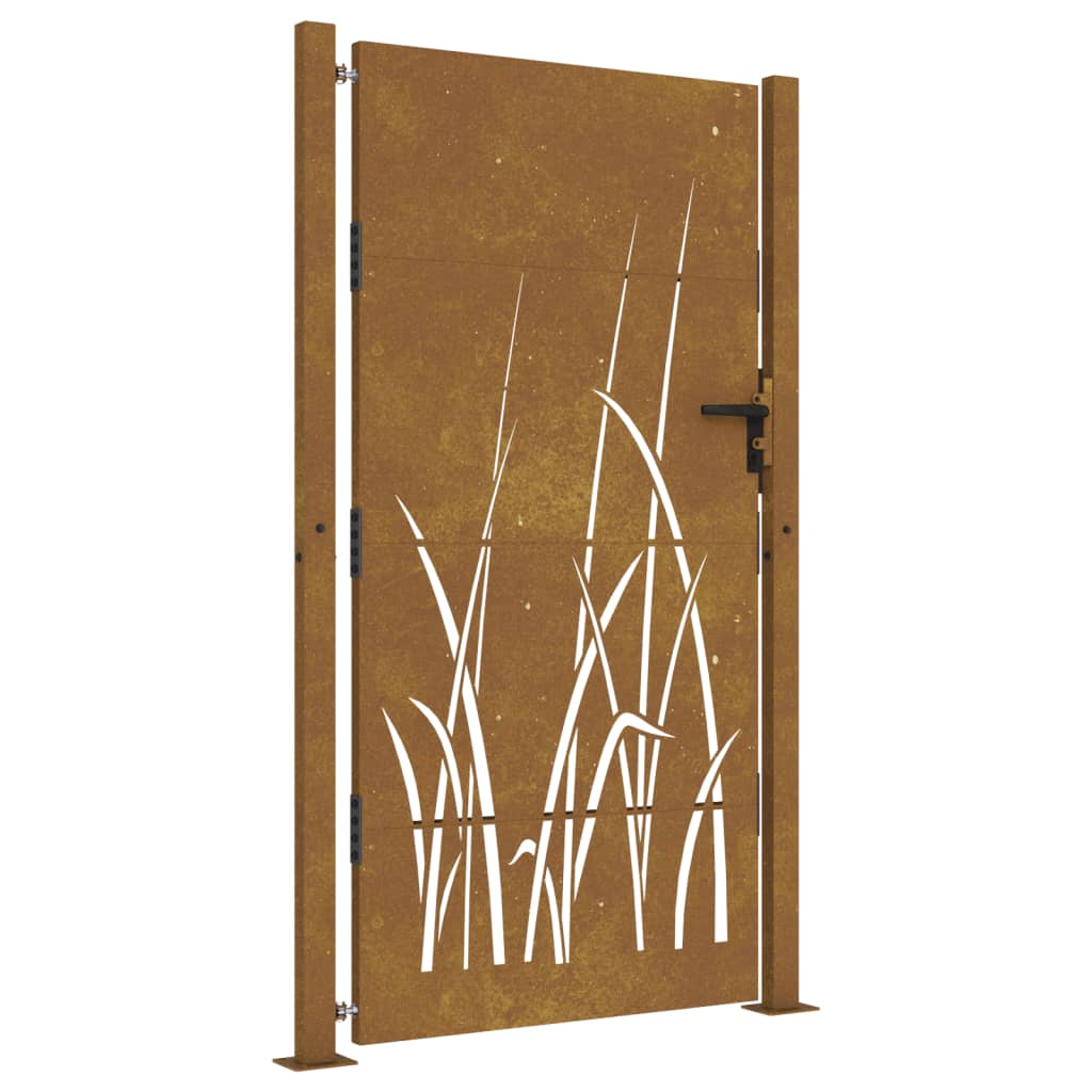 fűmintás corten acél kerti kapu 105 x 180 cm (153230)