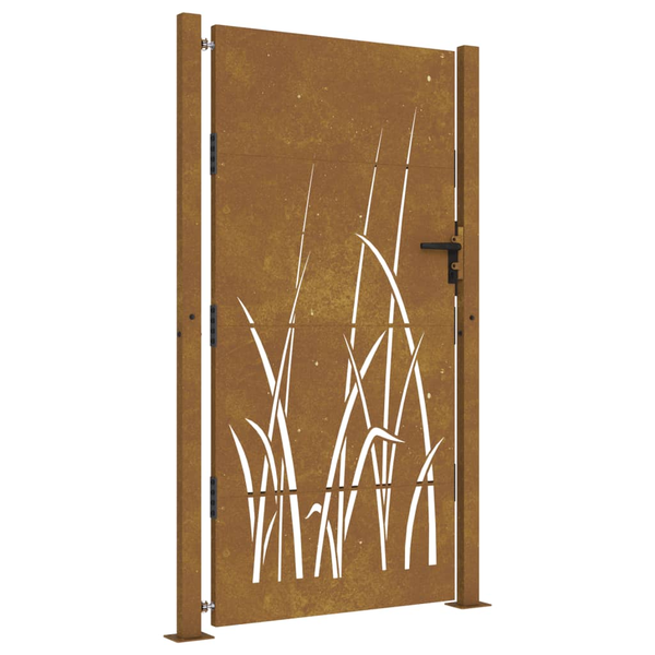 fűmintás corten acél kerti kapu 105 x 180 cm