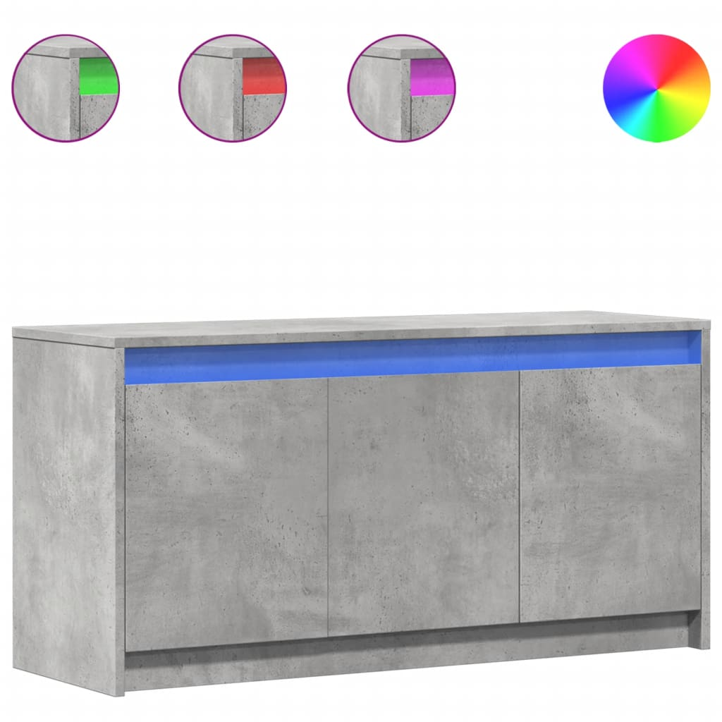 betonszürke szerelt fa TV-szekrény LED-ekkel 100 x 34 x 50 cm (852211)