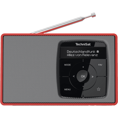 TechniSat Digitradio 2 Bluetooth hordozható DAB + FM Zsebrádió - Piros / Ezüst (0003/3910)