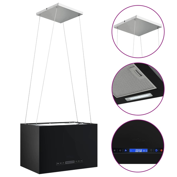 porszórt acél LCD érintőképernyős sziget páraelszívó 55 cm