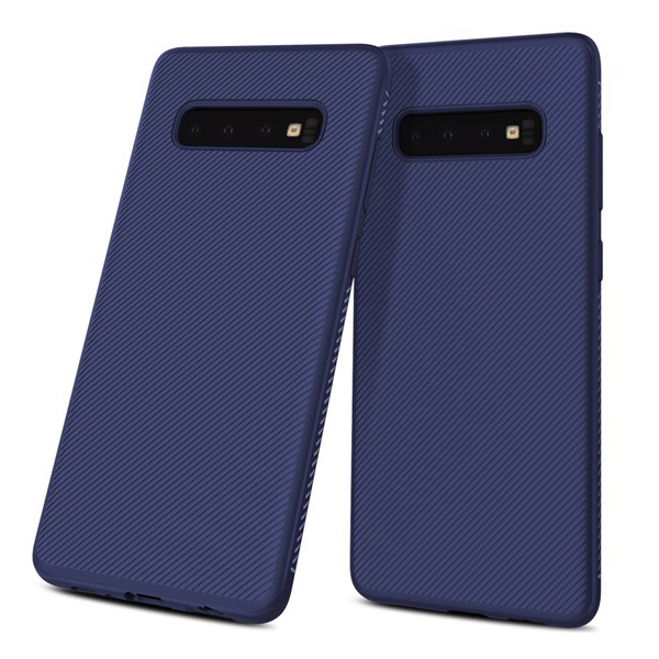 Szilikon telefonvédő (közepesen ütésálló, csíkos minta) SÖTÉTKÉK [Samsung Galaxy S10 Plus (SM-G975)] (5996457860906)