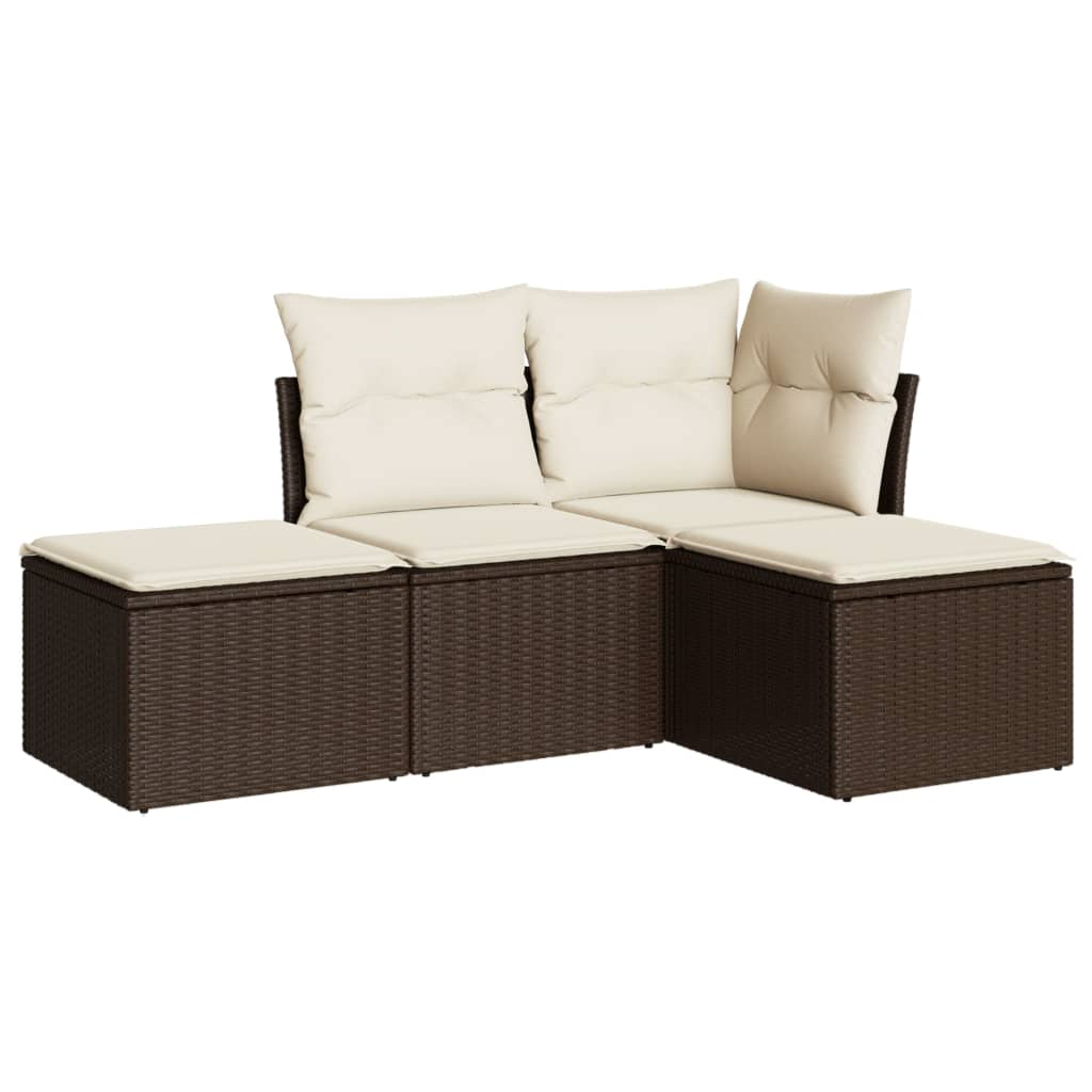 4 részes barna polyrattan kerti ülőgarnitúra párnákkal (3249322)
