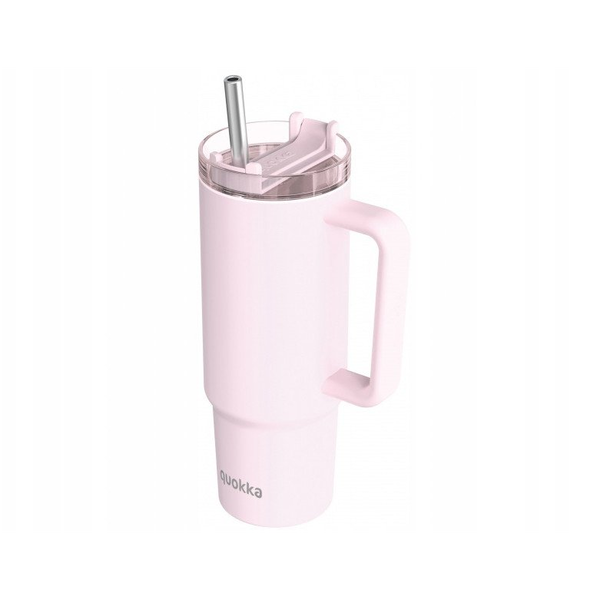 Quokka Stream - Kubek termiczny ze stali nierdzewnej 950 ml ze słomką (Light Pink)