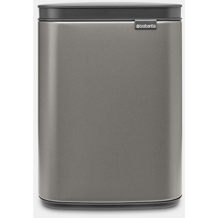 Brabantia Bo Waste Bin hulladékgyűjtő felnyitható, Soft-Close fedéllel, fali/álló, műanyag tartály, 4L - A méret, acél, platinaszürke - 222504 (222504)