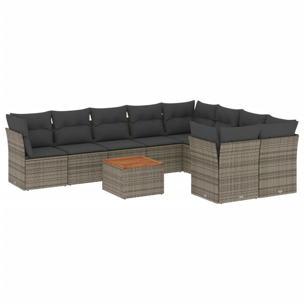 10 részes szürke polyrattan kerti ülőgarnitúra párnákkal (3256151)