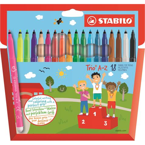 STABILO Trio A–Z viltstift Fijn Meerkleurig 18 stuk(s)