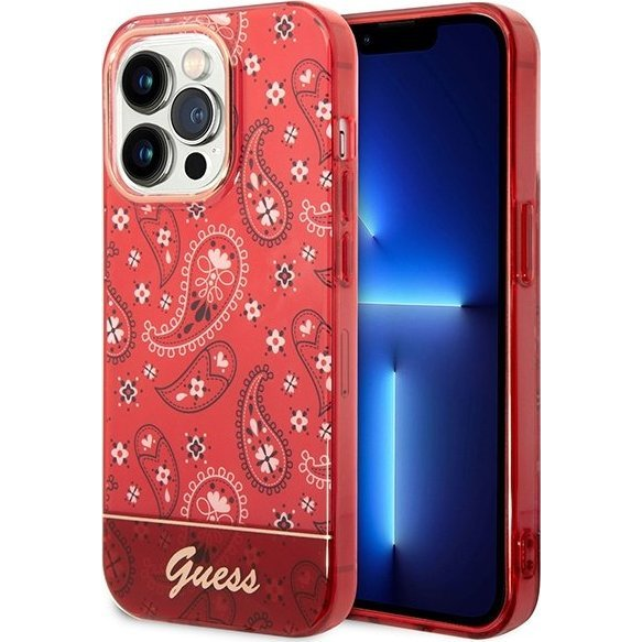 Guess Bandana Paisley Apple iPhone 14 Pro hátlap tok , piros (GUE1962)