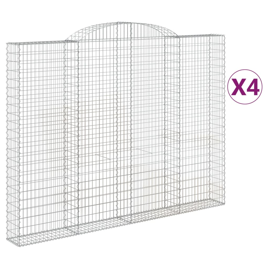 4 db íves horganyzott vas gabion kosár 300x30x220/240 cm (3146631)