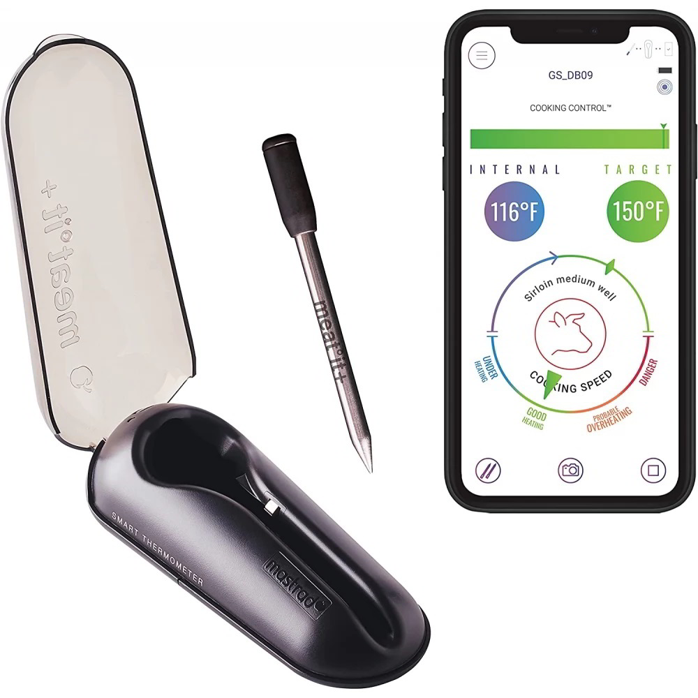 Mastrad F74380 Meat it Plus Okos Rozsdamentes Acél Húshőmérő - Fekete / Inox (F74380)