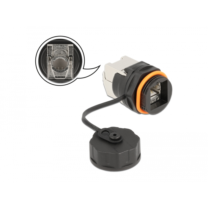 Delock Vízhatlan védőkupakkal ellátott kábel konnektor RJ45 anya - Cat.6A LSA (86698) (86698)