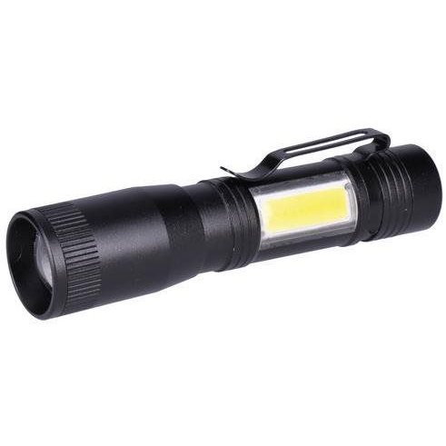 Solight LED fémlámpa 3W + COB, 150 + 60lm, AA, fekete