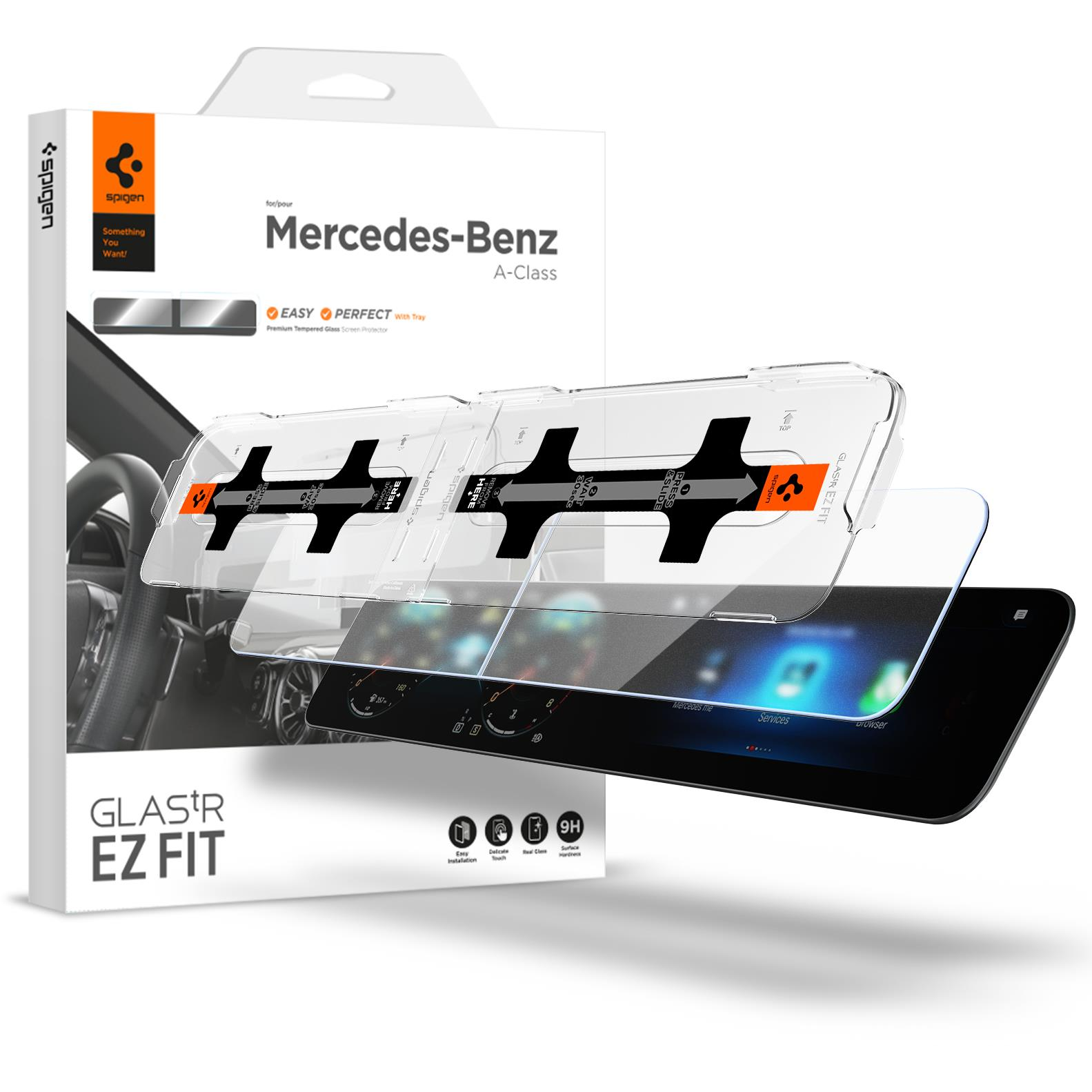 Spigen Mercedes Benz Glass tR EZ Fit Anti Glare Screen Protector 2 Pack A-Class 2021/2020 üvegfólia (AGL03630)