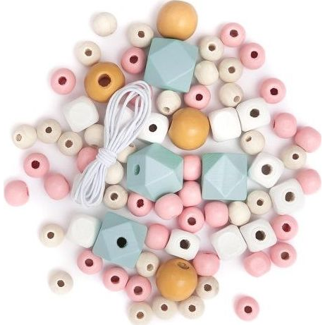  DP Craft Drewniane koraliki kolorowe DPRCAFT Pastel 80szt. Dalprint