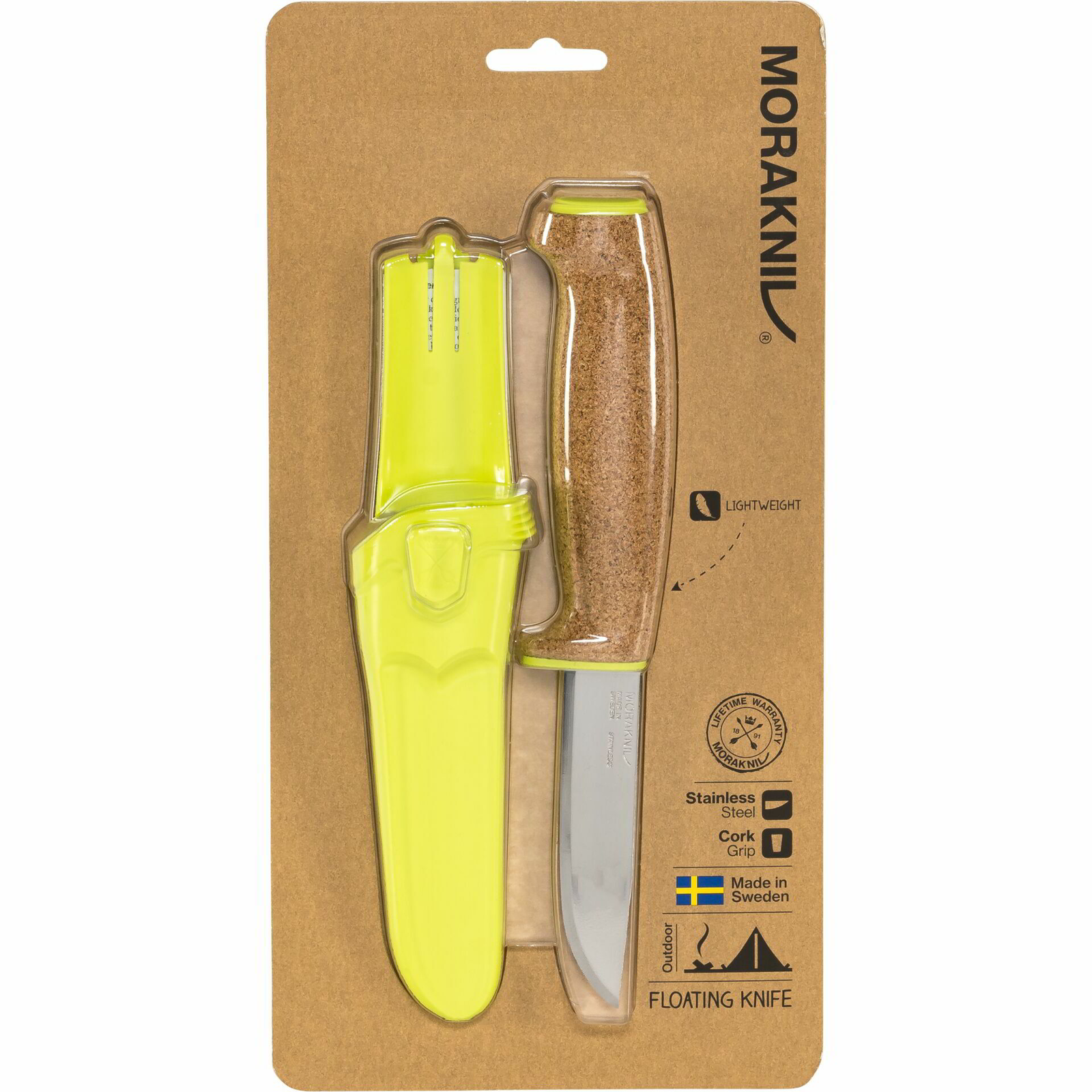 Morakniv Floating Knife Túrakés Lebegő Parafa nyéllel 224mm - Sárga / Barna (13686)