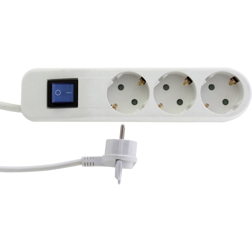 REV 0014340100 Elosztó kapcsolóval 3 részes Fehér, Szürke Védőérintkezős 1,4m (r0014340100)