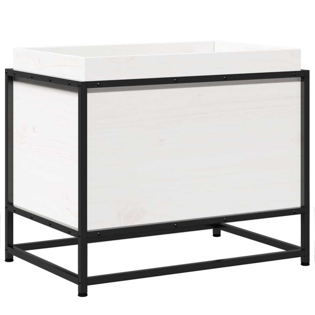 fehér tömör fenyőfa kerti virágláda 60 x 40 x 50 cm (847024)