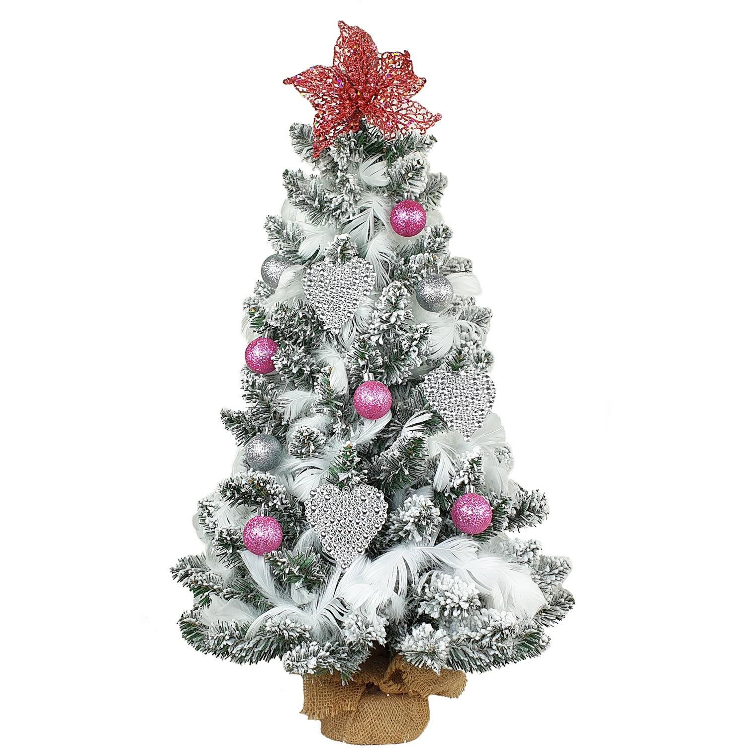 LAALU LED fényekkel díszített karácsonyfa - Gyöngyszív, 32 dísz, 60 cm (LAU-2205-OZM-60V)