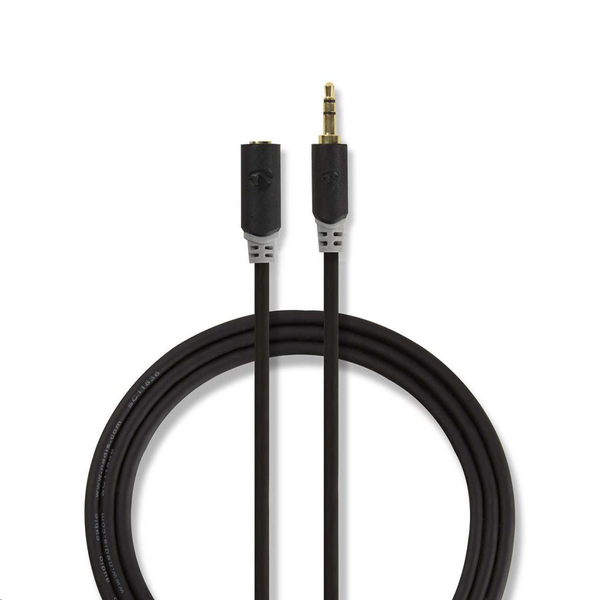Nedis CABW22050AT100 sztereó audiokábel 3,5 mm csatlakozó - 3,5 mm aljzat 10 m antracit