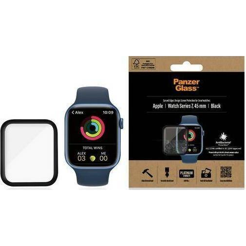 PanzerGlass PzGlss Apple Watch Series 7 44 mm Ochrana displeja Priehľadná Temperované sklo, Termoplastický polyuretán (TPU) (2019)
