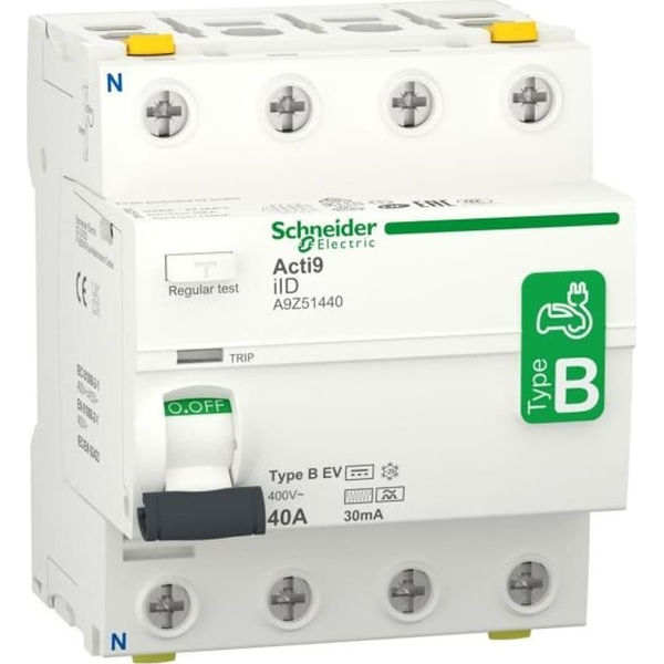Schneider Wyłącznik różnicowoprądowy Acti9 4P 40A 0,03A typ B-EV iID-40-4-30-B-EV 40A A9Z51440