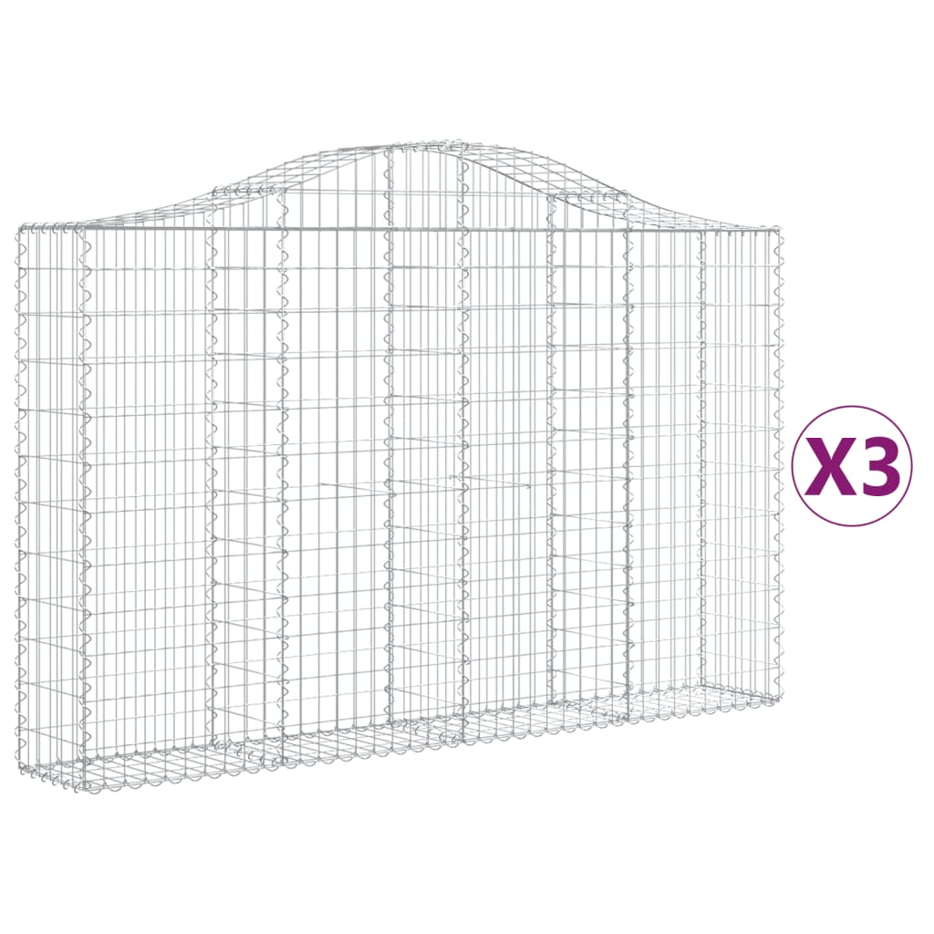 3 db íves horganyzott vas gabion kosár 200x30x120/140 cm (3145452)