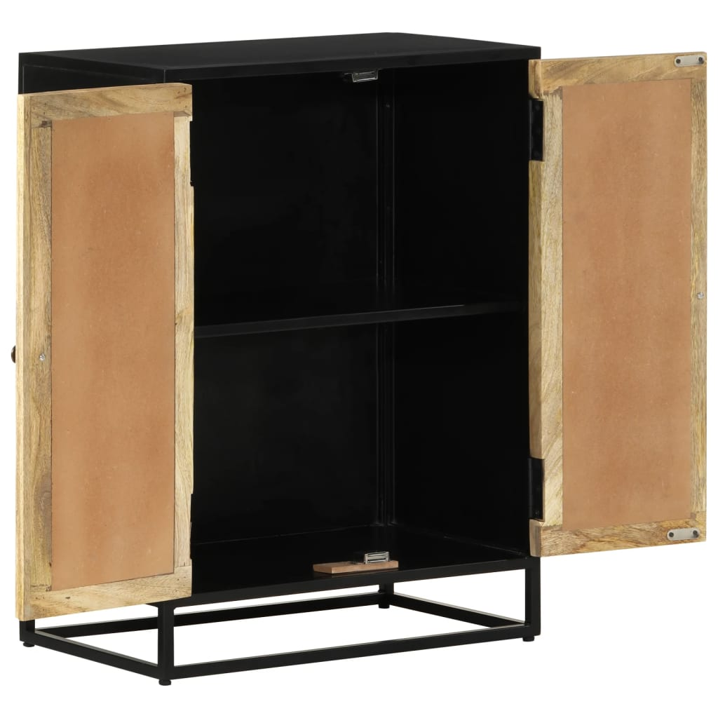 tömör mangófa és vas tálalószekrény 2 ajtóval 55 x 35 x 75 cm (353888)