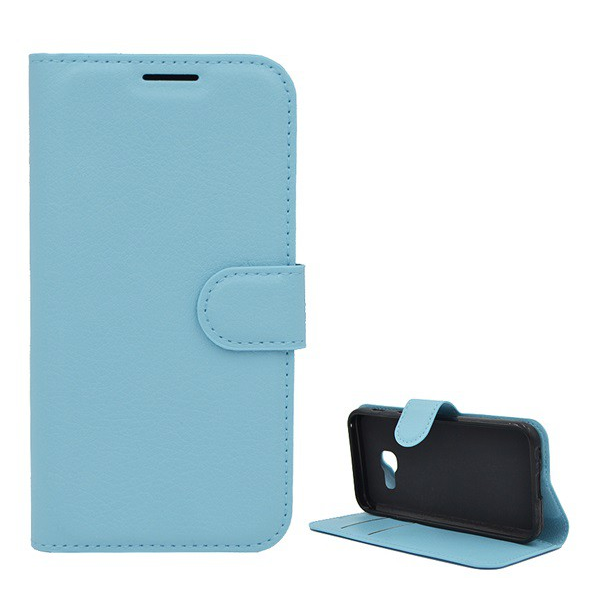 Tok álló, bőr hatású (FLIP, oldalra nyíló, asztali tartó funkció, prémium) VILÁGOSKÉK [Samsung Galaxy A3 (2017) SM-A320F] (5996457677580)