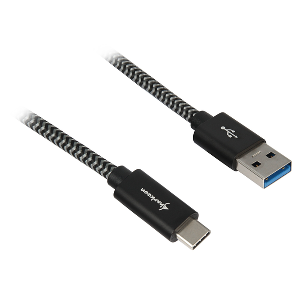 Sharkoon USB-A apa - USB-C apa 3.2 Adat és töltő kábel - Fekete/szürke (0,5m)