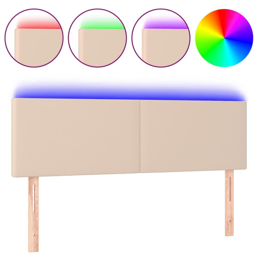 cappuccino színű műbőr LED-es fejtámla 144 x 5 x 78/88 cm (3121427)