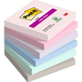 Öntapadó jegyzettömb, 76x76 mm, 6x90 lap, 3M POSTIT "Super Sticky Soulful", vegyes színek