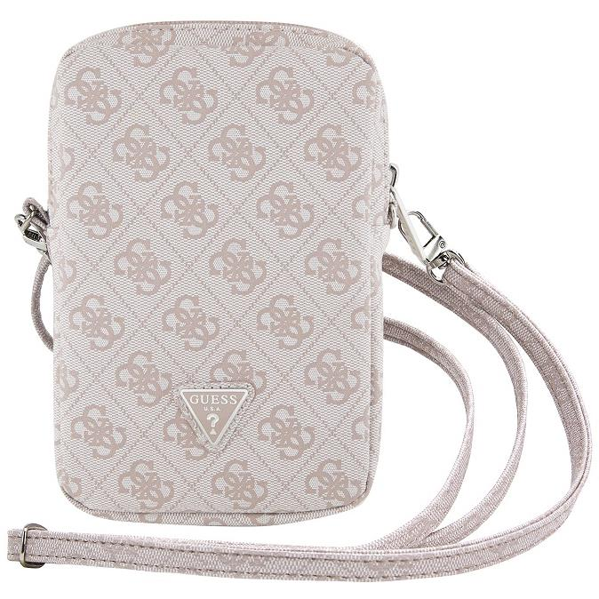 Guess 4G Triangle Logo rózsaszín cipzáras PU telefon táska (GUWBZP4GFTSP)